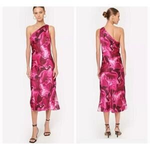 Cami NYC Agnes Pink Silk One Shoulder Asymmetrical Dress Size Large